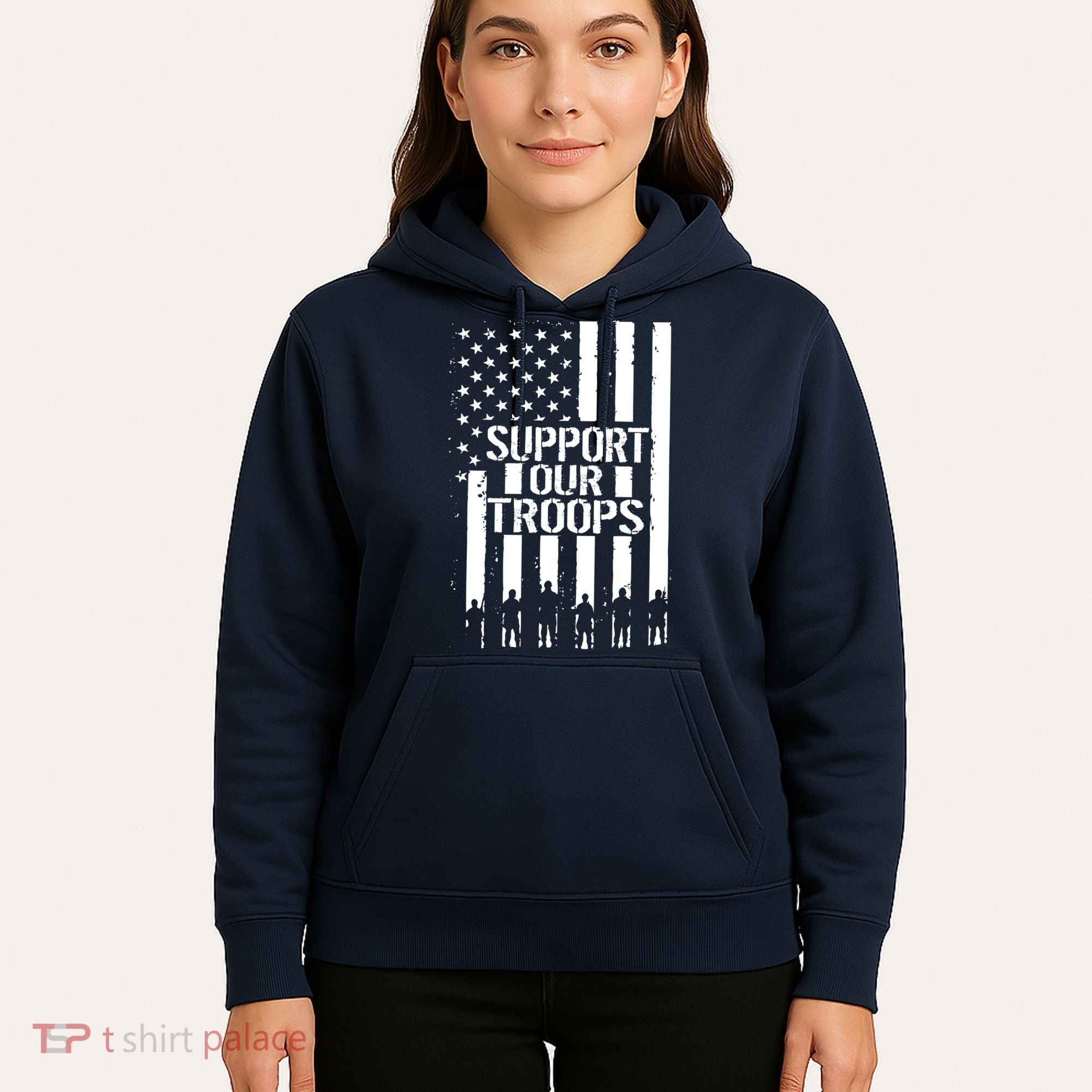 Support Our Troops Distressed American Flag Hoodie
