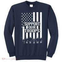 Support Our Troops Distressed American Flag Sweatshirt thumb 0