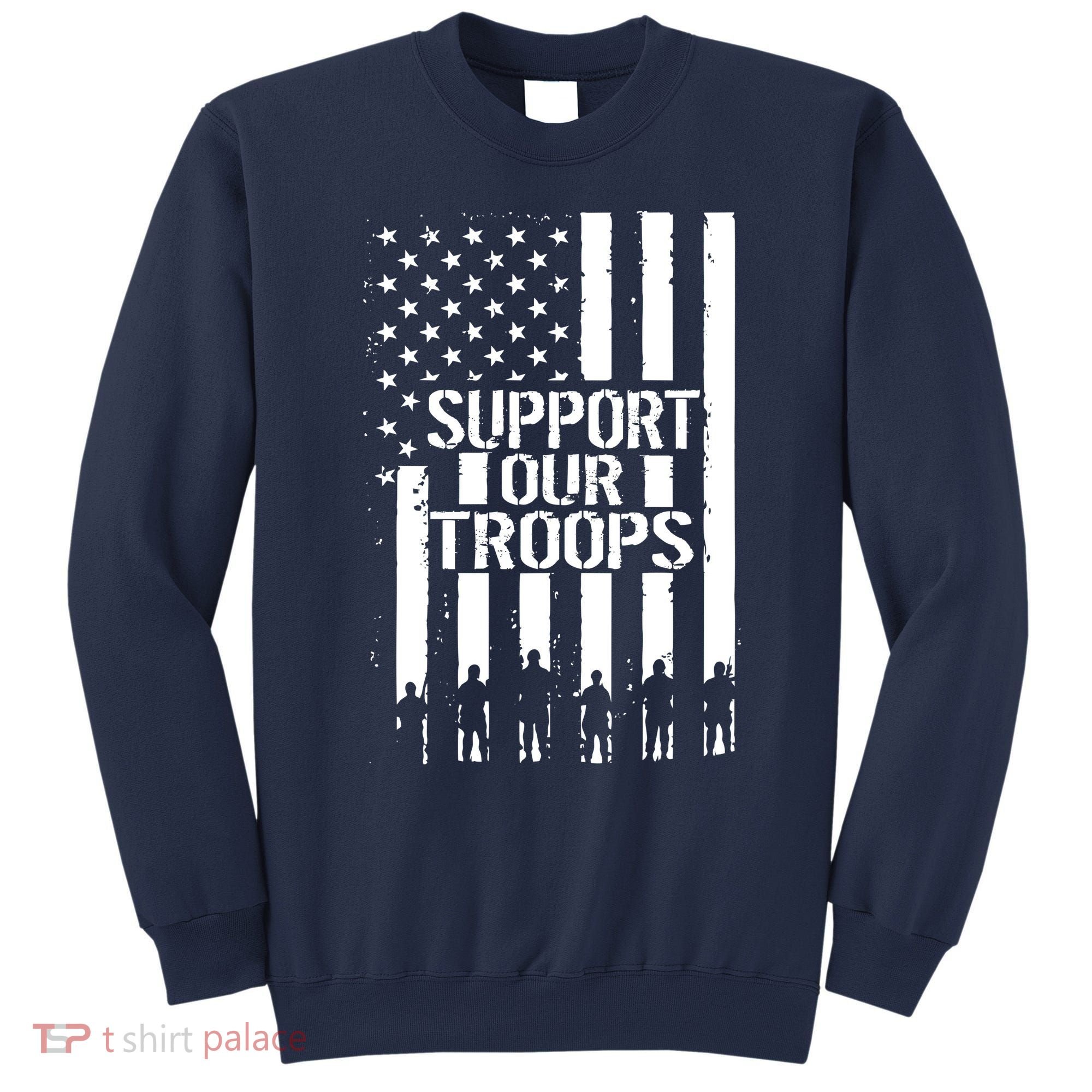 Support Our Troops Distressed American Flag Sweatshirt
