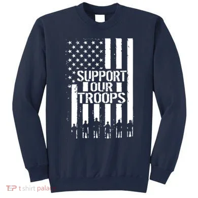 Support Our Troops Distressed American Flag Sweatshirt