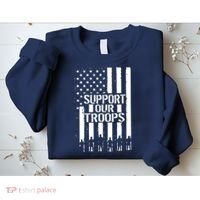 Support Our Troops Distressed American Flag Sweatshirt thumb 2
