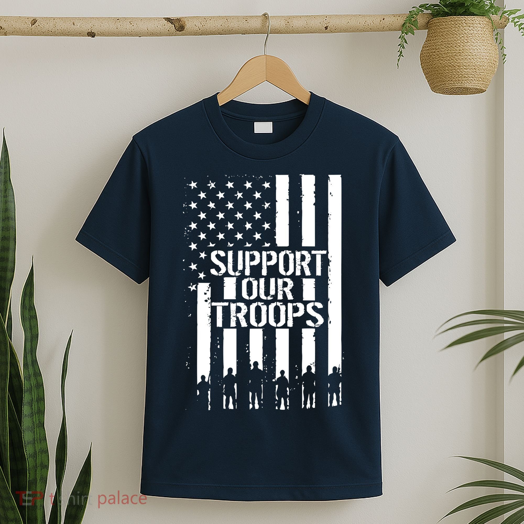 Support Our Troops Distressed American Flag T-Shirt
