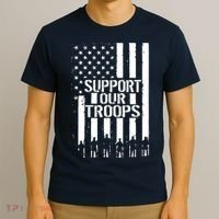 Support Our Troops Distressed American Flag T-Shirt thumb 3