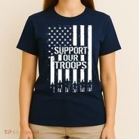 Support Our Troops Distressed American Flag T-Shirt thumb 4