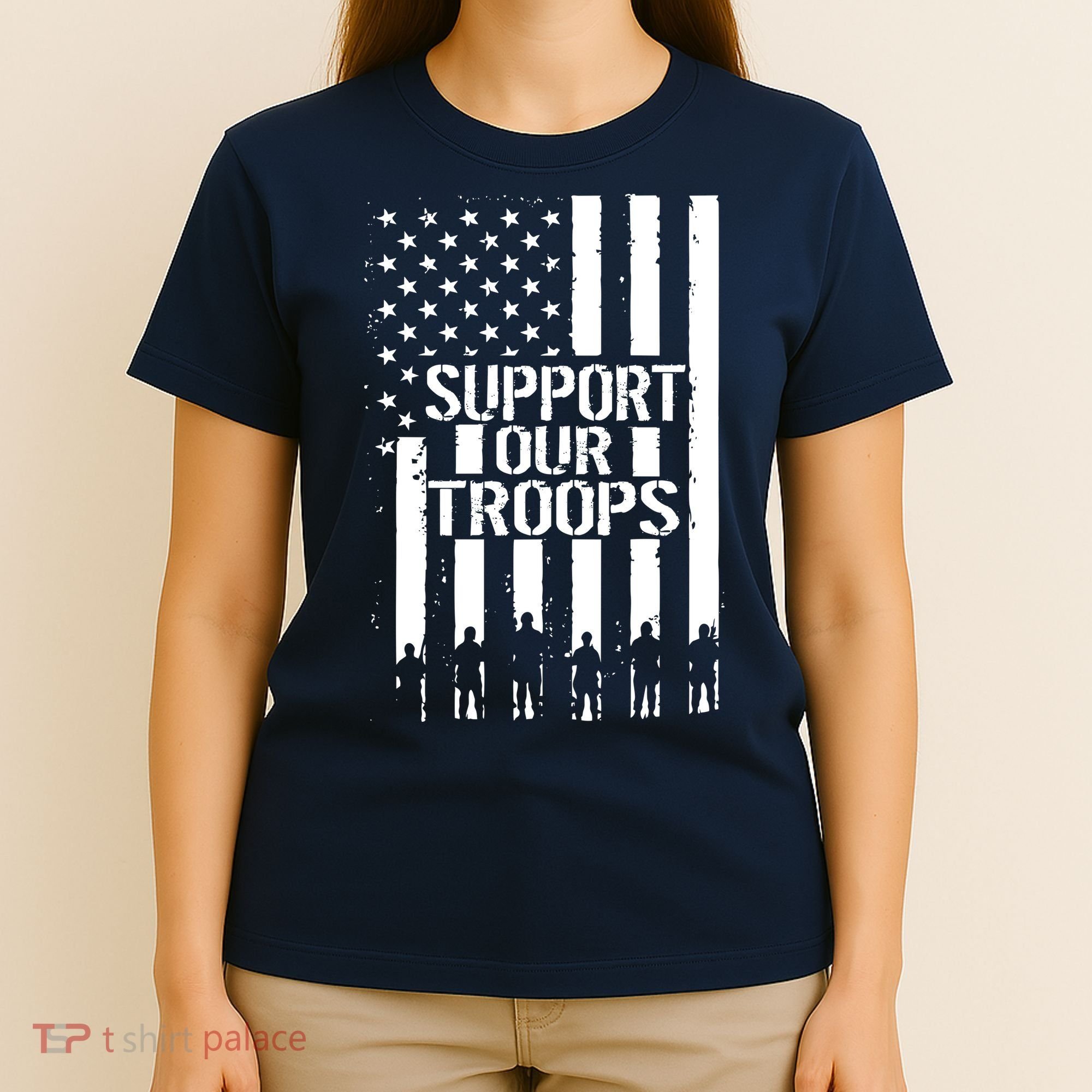 Support Our Troops Distressed American Flag T-Shirt