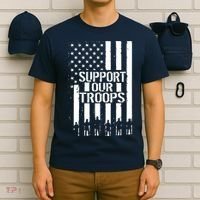 Support Our Troops Distressed American Flag T-Shirt thumb 6