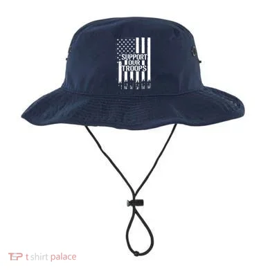 Support Our Troops Distressed American Flag Bucket Hat
