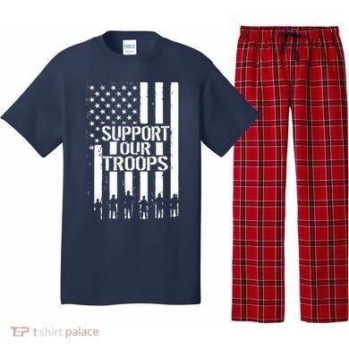 Support Our Troops Distressed American Flag Pajama Set
