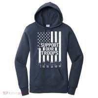 Support Our Troops Distressed American Flag Women's Hoodie thumb 0