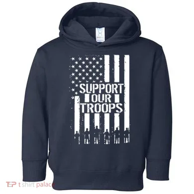 Support Our Troops Distressed American Flag Toddler Hoodie