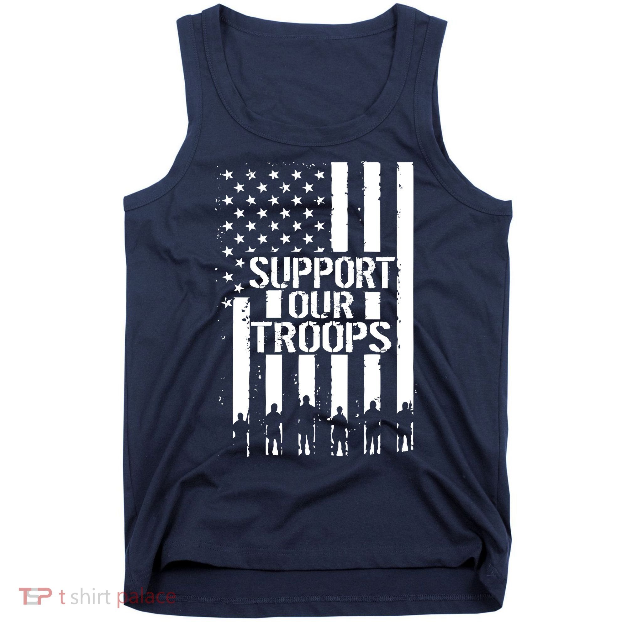 Support Our Troops Distressed American Flag Tank Top