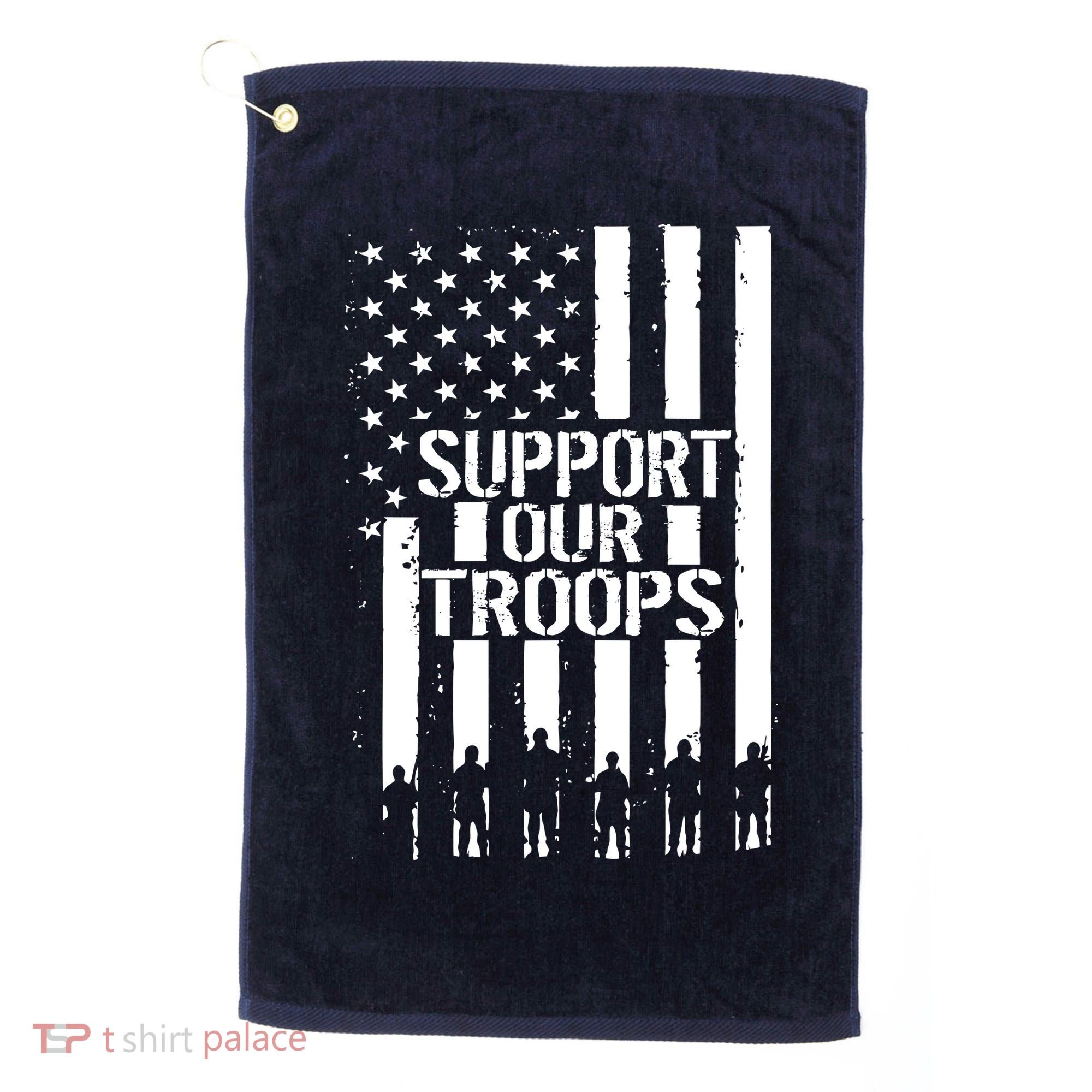 Support Our Troops Distressed American Flag Golf Towel