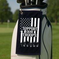 Support Our Troops Distressed American Flag Golf Towel thumb 2
