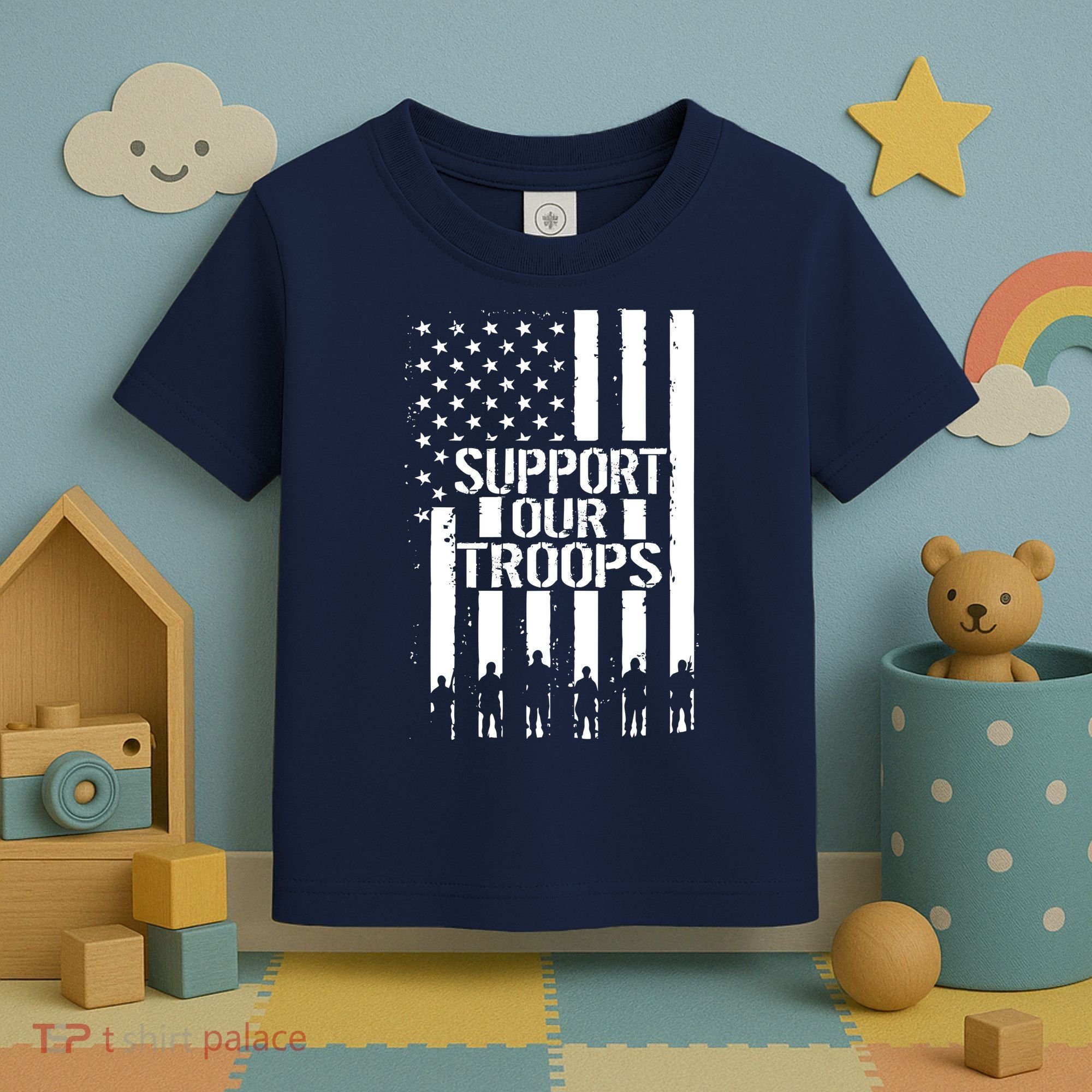 Support Our Troops Distressed American Flag Toddler T-Shirt