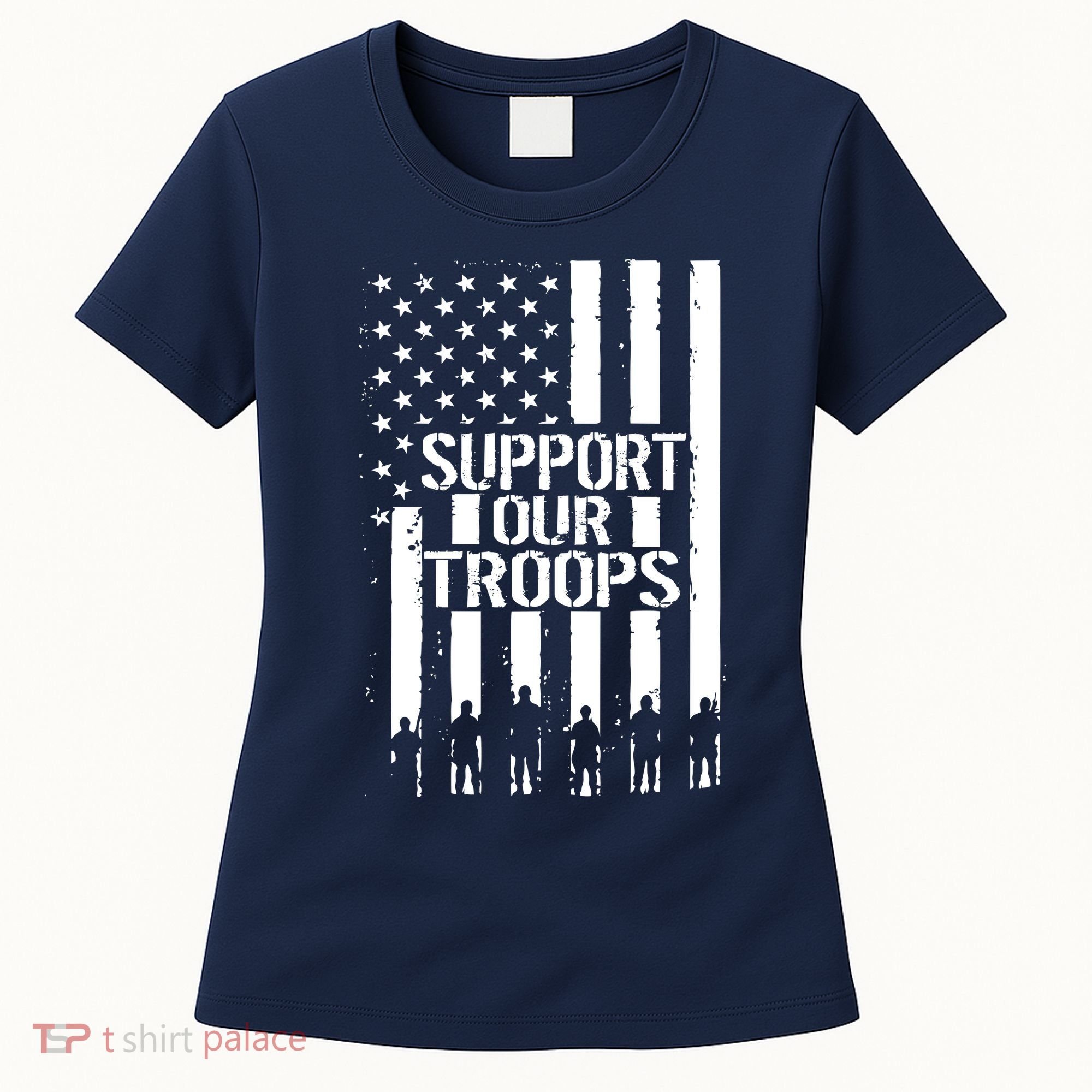 Support Our Troops Distressed American Flag Women's T-Shirt
