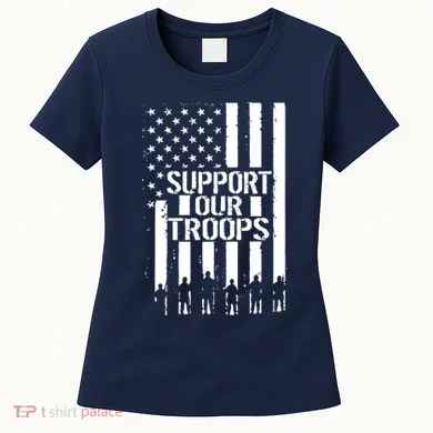 Support Our Troops Distressed American Flag Women's T-Shirt