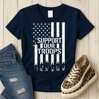 Support Our Troops Distressed American Flag Women's T-Shirt thumb 3