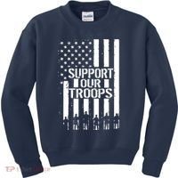 Support Our Troops Distressed American Flag Kids Sweatshirt thumb 0
