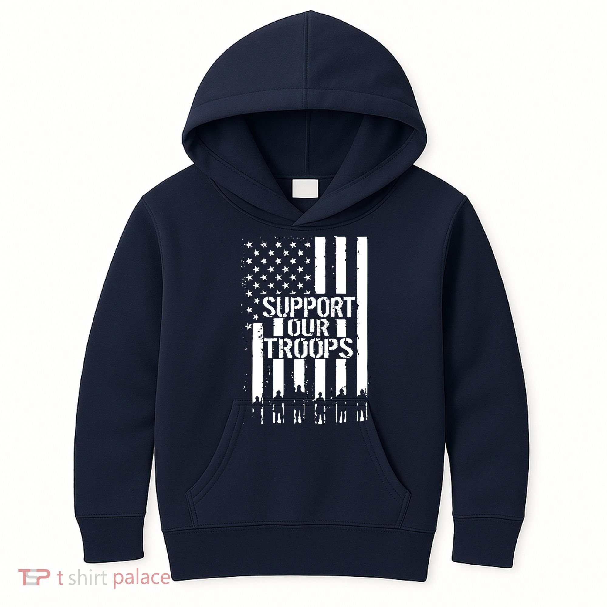 Support Our Troops Distressed American Flag Kids Hoodie