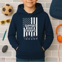 Support Our Troops Distressed American Flag Kids Hoodie thumb 2