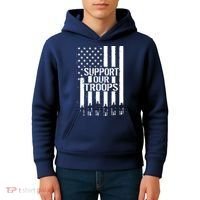 Support Our Troops Distressed American Flag Kids Hoodie thumb 4