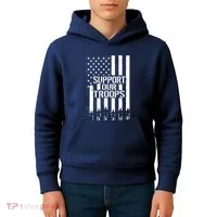 Support Our Troops Distressed American Flag Kids Hoodie thumb 4