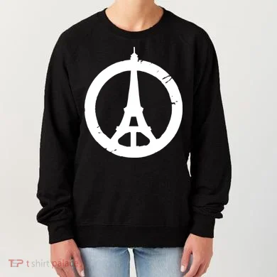 Support Paris Peace Sign Eiffel Tower Women's Sweatshirt