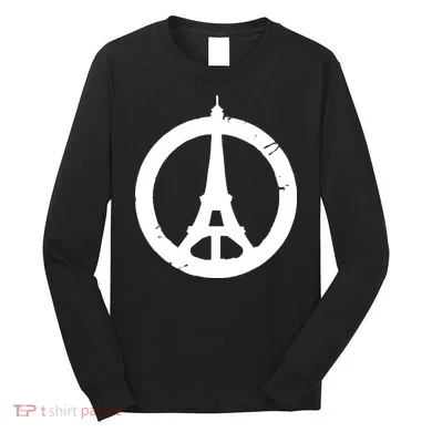 Support Paris Peace Sign Eiffel Tower Long Sleeve Shirt