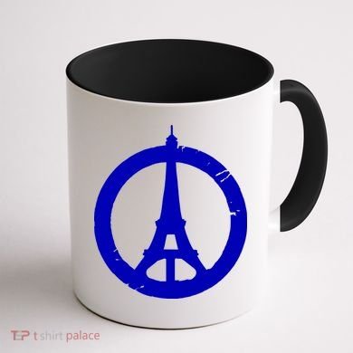 Support Paris Peace Sign Eiffel Tower Coffee Mug back