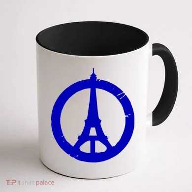 Support Paris Peace Sign Eiffel Tower Coffee Mug back