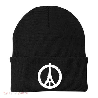 Support Paris Peace Sign Eiffel Tower Beanie