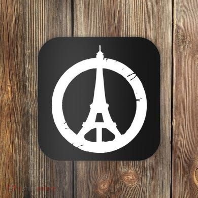 Support Paris Peace Sign Eiffel Tower Coaster