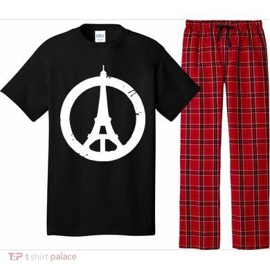 Support Paris Peace Sign Eiffel Tower Pajama Set