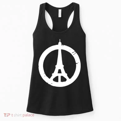 Support Paris Peace Sign Eiffel Tower Women's Tank Top