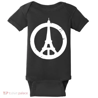 Support Paris Peace Sign Eiffel Tower Baby Bodysuit