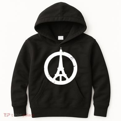 Support Paris Peace Sign Eiffel Tower Kids Hoodie