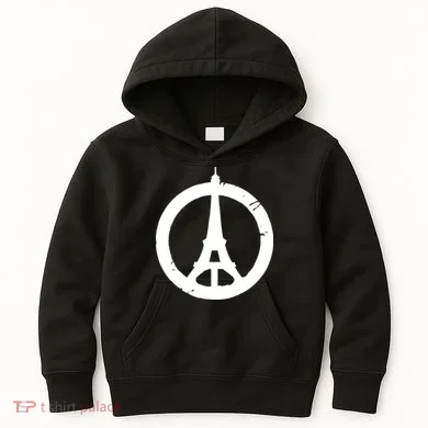 Support Paris Peace Sign Eiffel Tower Kids Hoodie