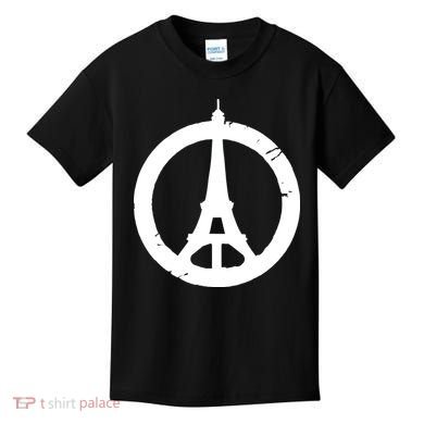 Support Paris Peace Sign Eiffel Tower Kids T-Shirt