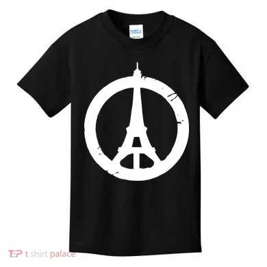 Support Paris Peace Sign Eiffel Tower Kids T-Shirt