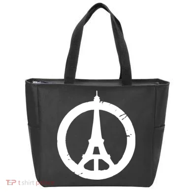 Support Paris Peace Sign Eiffel Tower Tote Bag