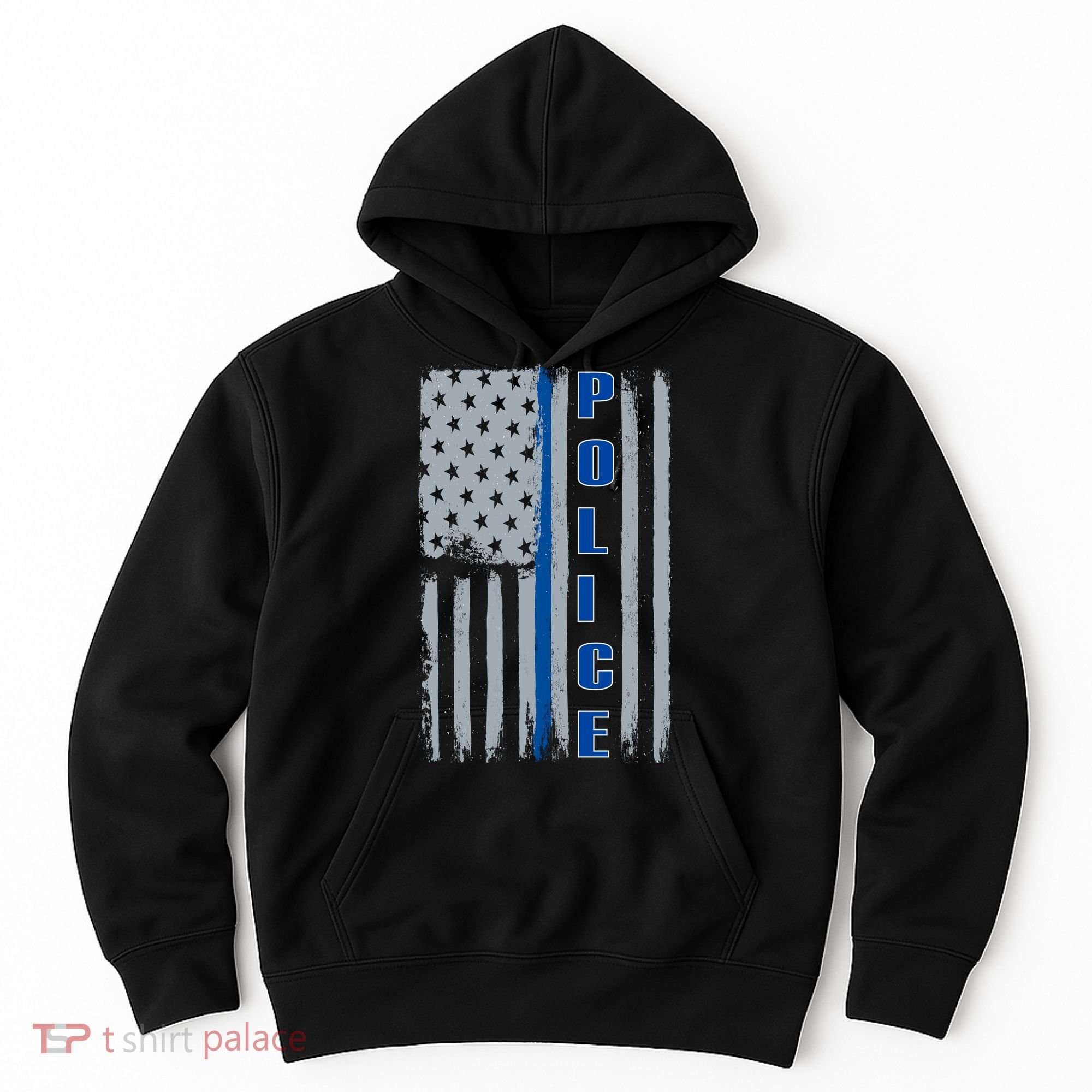 Support Police Blue Flag Hoodie