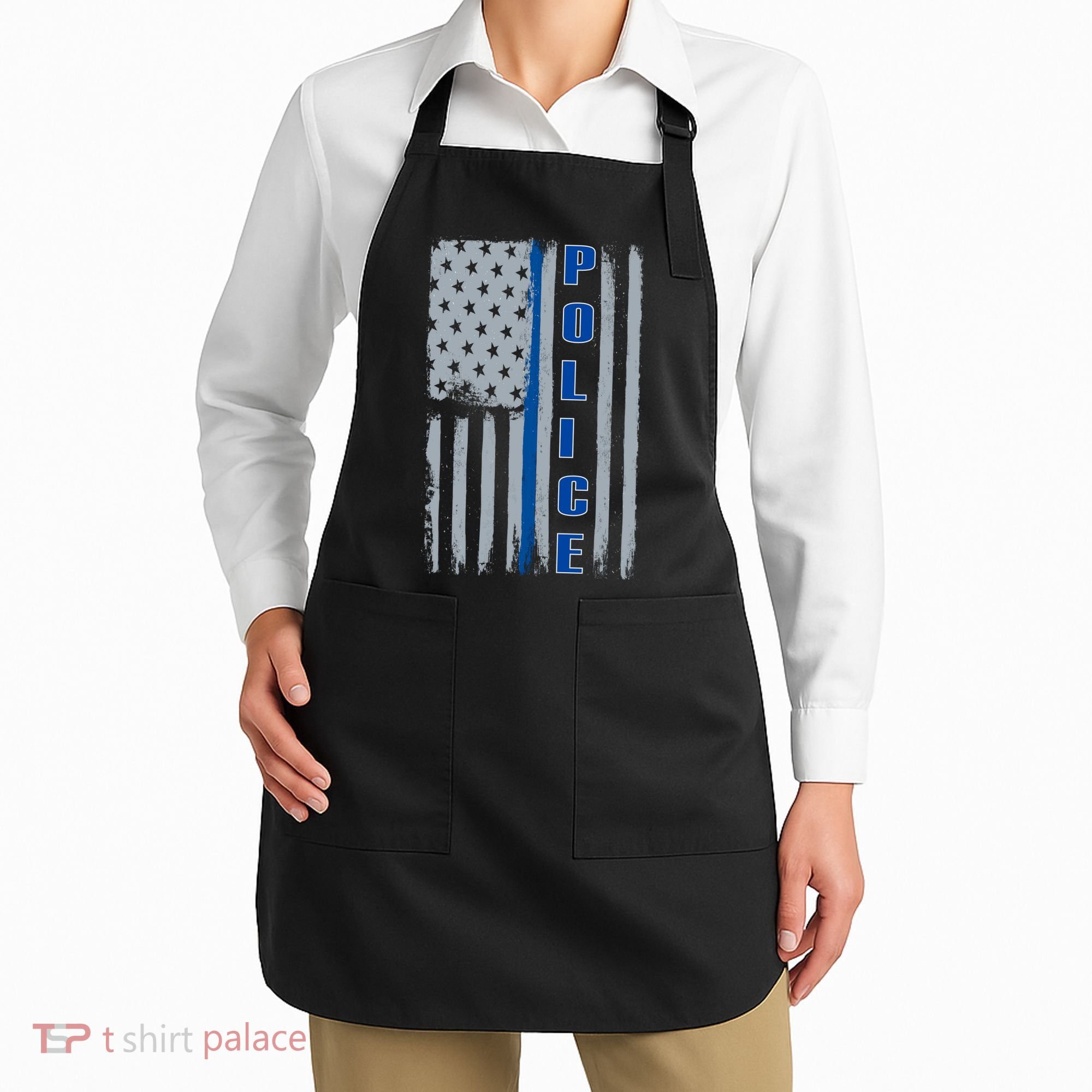 Support Police Blue Flag Apron