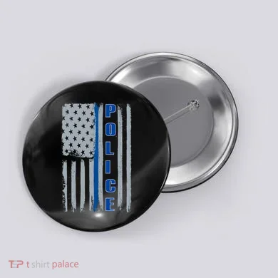 Support Police Blue Flag Button