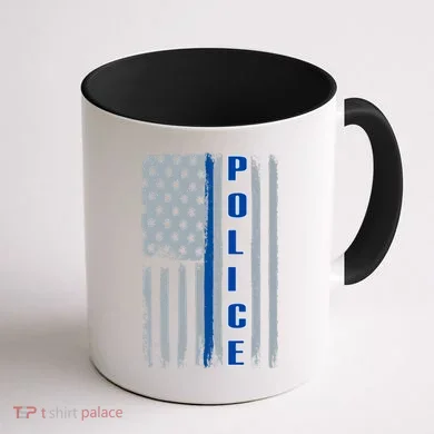 Support Police Blue Flag Coffee Mug back