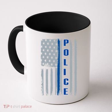 Support Police Blue Flag Coffee Mug