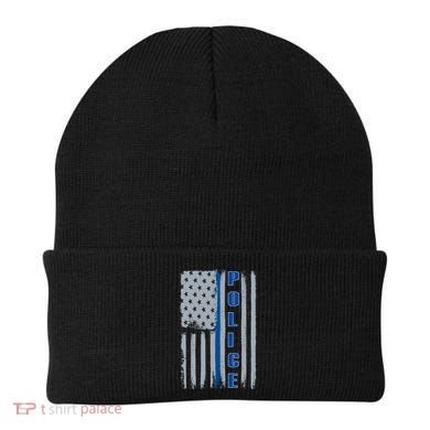 Support Police Blue Flag Beanie