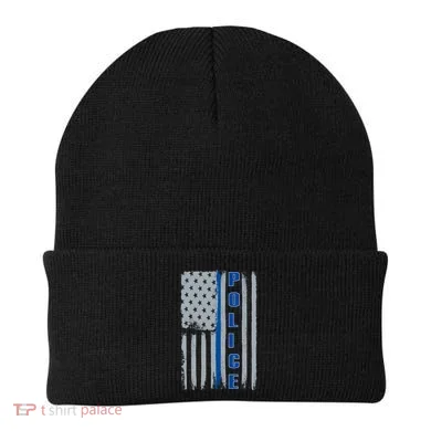 Support Police Blue Flag Beanie