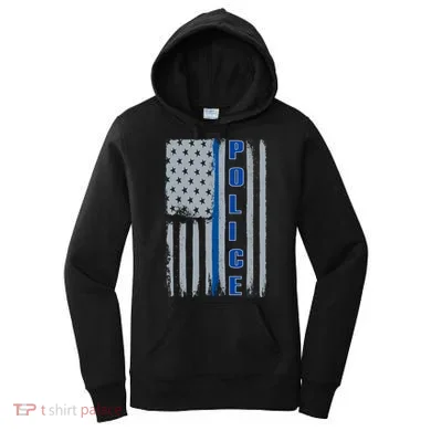 Support Police Blue Flag Women's Hoodie
