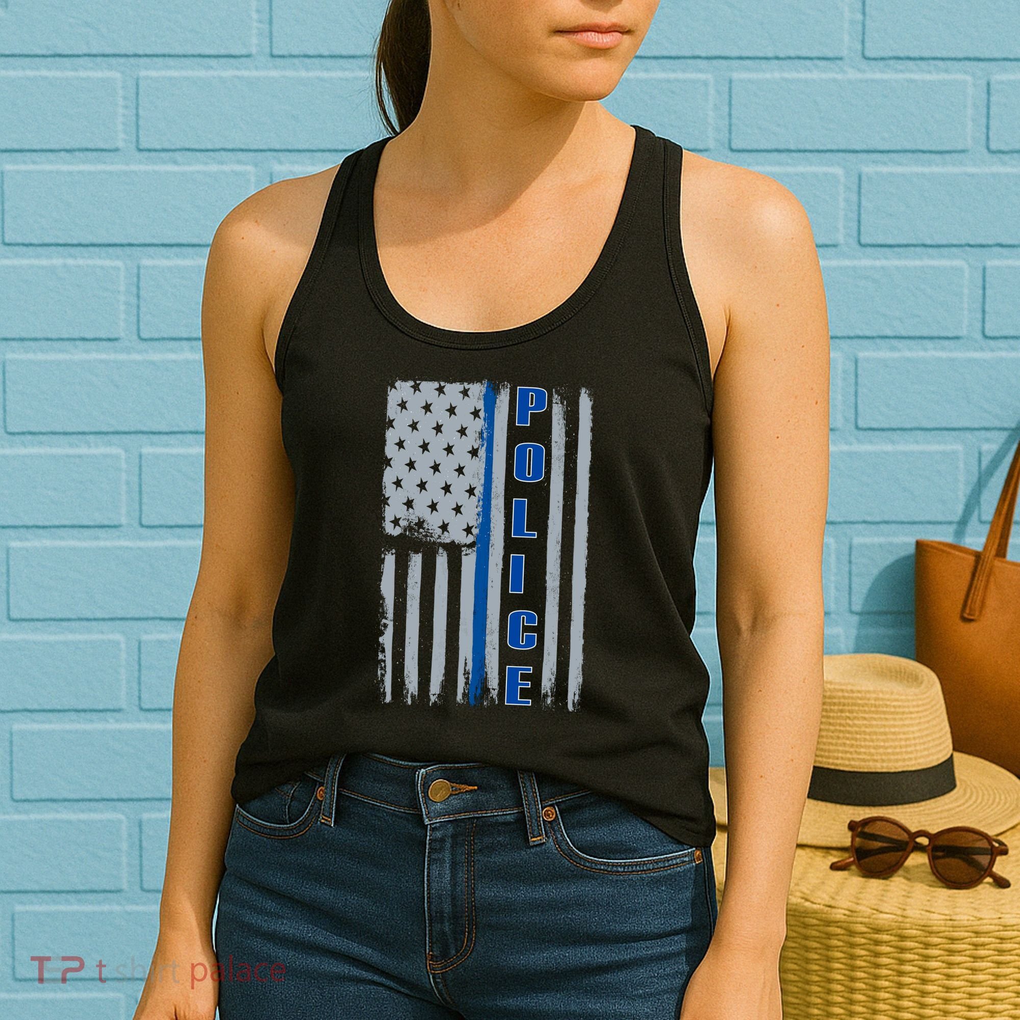 Support Police Blue Flag Women's Tank Top