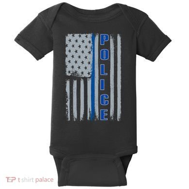 Support Police Blue Flag Baby Bodysuit